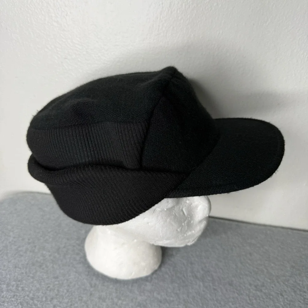 Dockers‎ Black Acrylic Wool Blend Winter Hat Ear Flap trapper Cap Small Medium